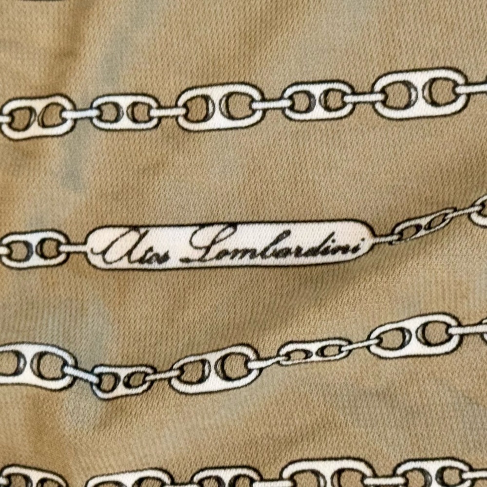 ATOS Lombardini Chain Print Wrap Dress Italy Silk Feel Designer Size 40 Small - Picture 8 of 9